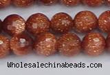 CGS472 15.5 inches 8mm faceted round goldstone beads wholesale