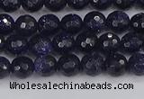 CGS478 15.5 inches 4mm faceted round blue goldstone beads