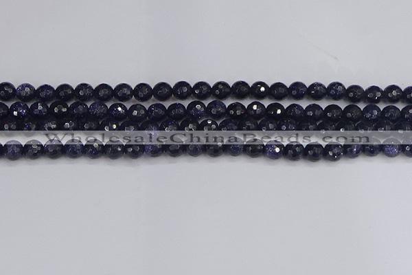 CGS479 15.5 inches 6mm faceted round blue goldstone beads