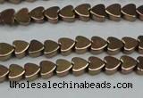 CHE1001 15.5 inches 6*6mm heart plated hematite beads wholesale