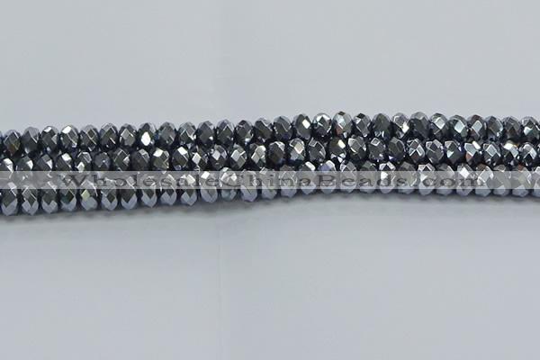 CHE2002 15.5 inches 5*8mm faceted rondelle hematite beads