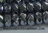 CHE2003 15.5 inches 6*10mm faceted rondelle hematite beads