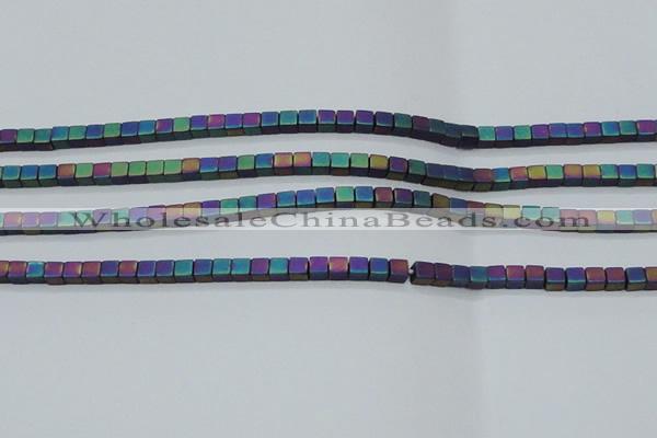 CHE445 15.5 inches 3*3mm cube matte plated hematite beads wholesale