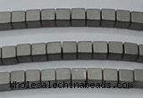 CHE608 15.5 inches 2*2mm cube matte plated hematite beads wholesale