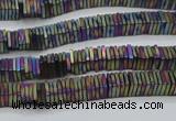 CHE637 15.5 inches 1*4*4mm square matte plated hematite beads