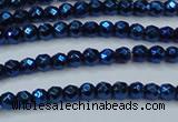 CHE705 15.5 inches 3mm faceted round plated hematite beads