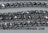 CHE710 15.5 inches 4mm faceted round plated hematite beads