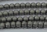 CHE721 15.5 inches 4mm round matte plated hematite beads wholesale