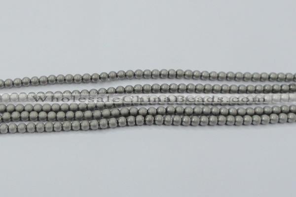 CHE721 15.5 inches 4mm round matte plated hematite beads wholesale