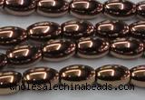 CHE743 15.5 inches 5*8mm rice plated hematite beads wholesale