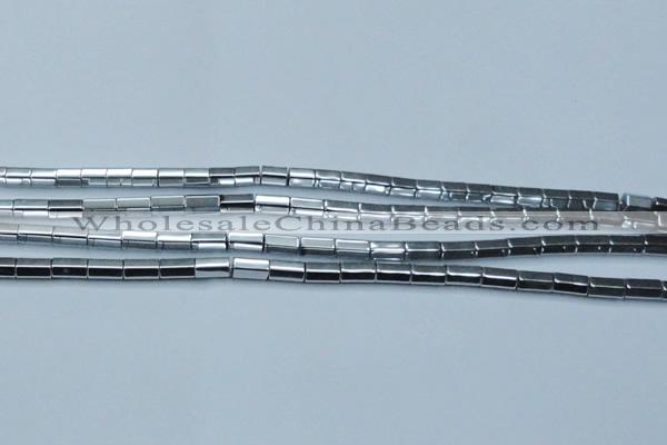 CHE751 15.5 inches 5*8mm faceted tube plated hematite beads