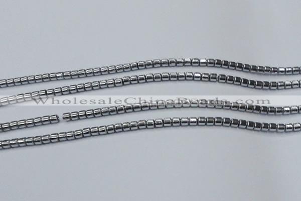 CHE774 15.5 inches 2*2mm drum plated hematite beads wholesale