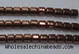 CHE777 15.5 inches 2*2mm drum plated hematite beads wholesale