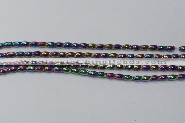 CHE804 15.5 inches 4*6mm rice plated hematite beads wholesale