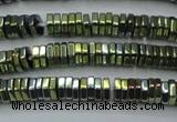 CHE844 15.5 inches 1*4mm hexagon plated hematite beads wholesale