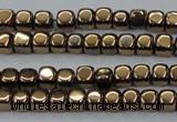 CHE867 15.5 inches 4*4mm dice platedhematite beads wholesale