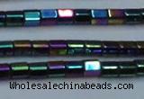 CHE891 15.5 inches 2*2mm faceted tube plated hematite beads wholesale