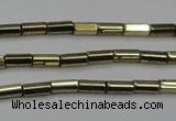 CHE907 15.5 inches 2*4mm faceted tube plated hematite beads wholesale