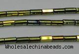 CHE909 15.5 inches 2*4mm faceted tube plated hematite beads wholesale