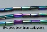 CHE910 15.5 inches 2*4mm faceted tube plated hematite beads wholesale