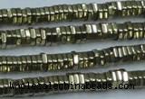 CHE915 15.5 inches 1*4mm hexagon plated hematite beads wholesale