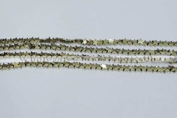 CHE937 15.5 inches 4mm star plated hematite beads wholesale