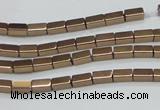 CHE955 15.5 inches 2*4mm cuboid plated hematite beads wholesale