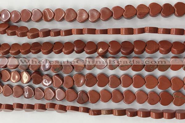 CHG111 15.5 inches 6mm flat heart red jasper beads wholesale