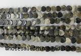 CHG112 15.5 inches 6mm flat heart black silver leaf beads wholesale