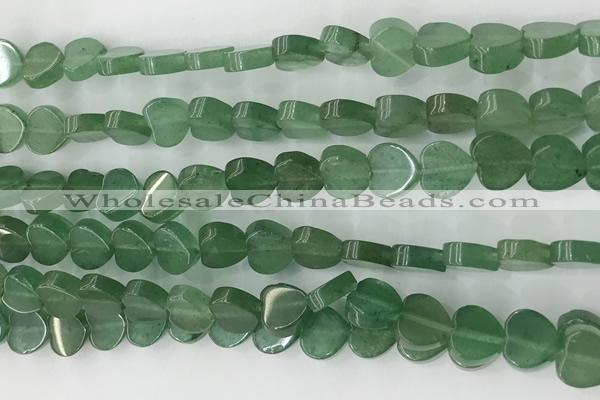 CHG124 15.5 inches 8mm flat heart green aventurine beads wholesale