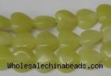 CHG16 15.5 inches 10*10mm heart lemon jade gemstone beads wholesale