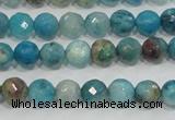 CHM211 15.5 inches 6mm faceted round blue hemimorphite beads