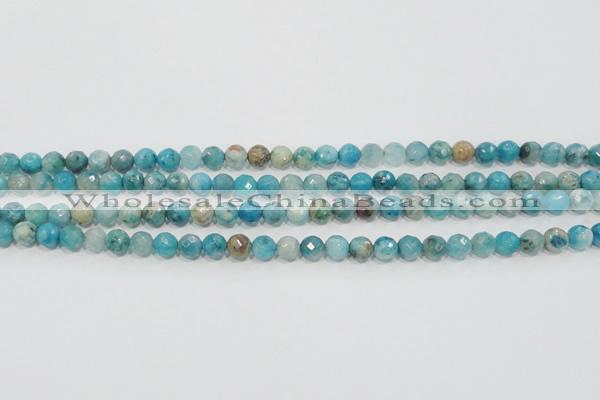 CHM211 15.5 inches 6mm faceted round blue hemimorphite beads