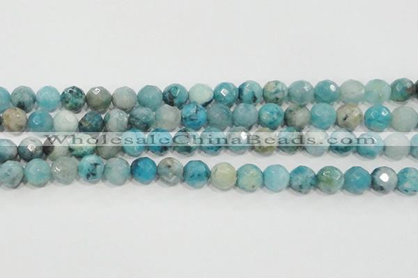 CHM215 15.5 inches 14mm faceted round blue hemimorphite beads