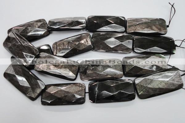 CHS42 15.5 inches 25*50mm faceted rectangle natural hypersthene beads