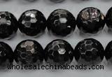 CHS48 15.5 inches 14mm faceted round natural hypersthene beads