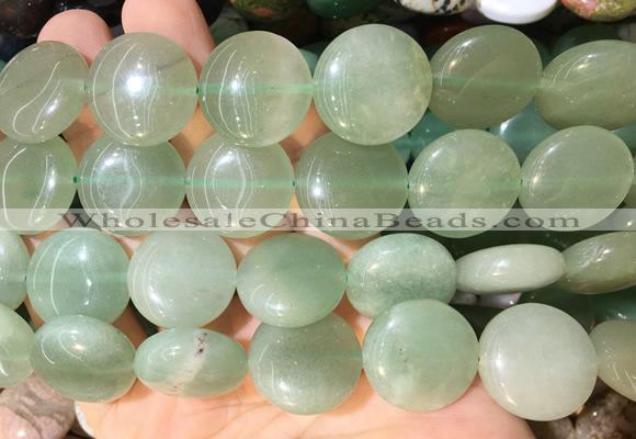 CIBS05 15 inches 20mm coin green aventurine gemstone beads wholesale