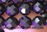 CJB201 15.5 inches 6mm faceted round jet beads wholesale