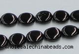 CJB21 16 inches 12mm flat round natural jet gemstone beads wholesale