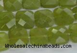 CKA116 15.5 inches 14*14mm faceted square Korean jade beads