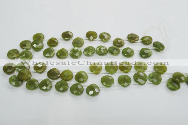 CKA120 Top-drilled 16*16mm faceted flat teardrop Korean jade beads