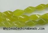 CKA21 15.5 inches 6*12mm twisted rice Korean jade gemstone beads