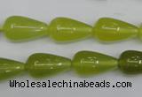 CKA212 15.5 inches 10*18mm teardrop Korean jade gemstone beads