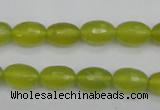 CKA226 15.5 inches 8*12mm faceted rice Korean jade gemstone beads