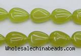 CKA255 15.5 inches 10*14mm flat teardrop Korean jade gemstone beads