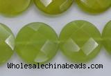 CKA267 15.5 inches 20mm faceted coin Korean jade gemstone beads