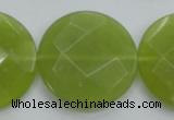 CKA268 15.5 inches 30mm faceted coin Korean jade gemstone beads