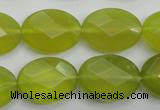 CKA272 15.5 inches 15*20mm faceted oval Korean jade gemstone beads