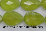 CKA276 15.5 inches 18*25mm faceted flat teardrop Korean jade gemstone beads