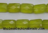 CKA280 15.5 inches 10*14mm faceted rectangle Korean jade gemstone beads